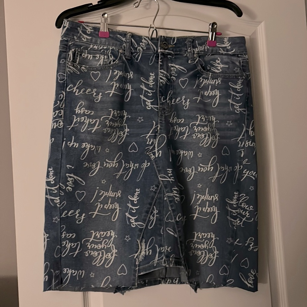Repurpose denim high rise jean skirt